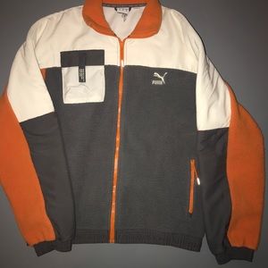 PUMA Puma XTG Trail Woven FZ Jacket White Gray Orange 596731 37 Men's Size M